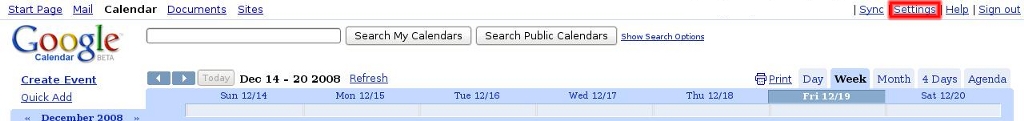 Google Calendar screen shot 01